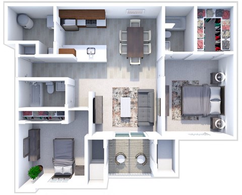 Floor plan for 2 beds, 2 baths, 1080 sqft